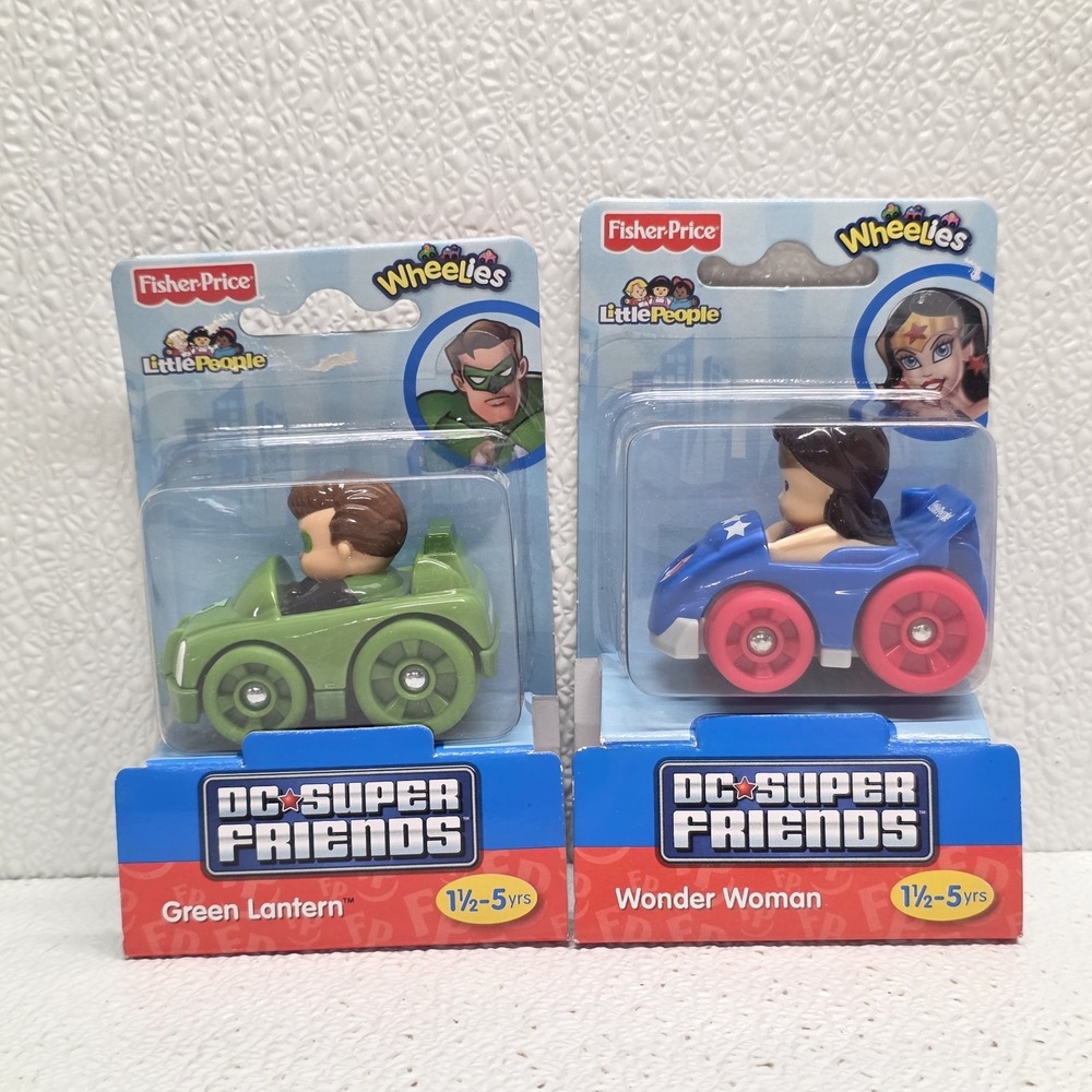 Fisher Price Little People Wheelies DC Super Friends Wonder Woman  Green Lantern